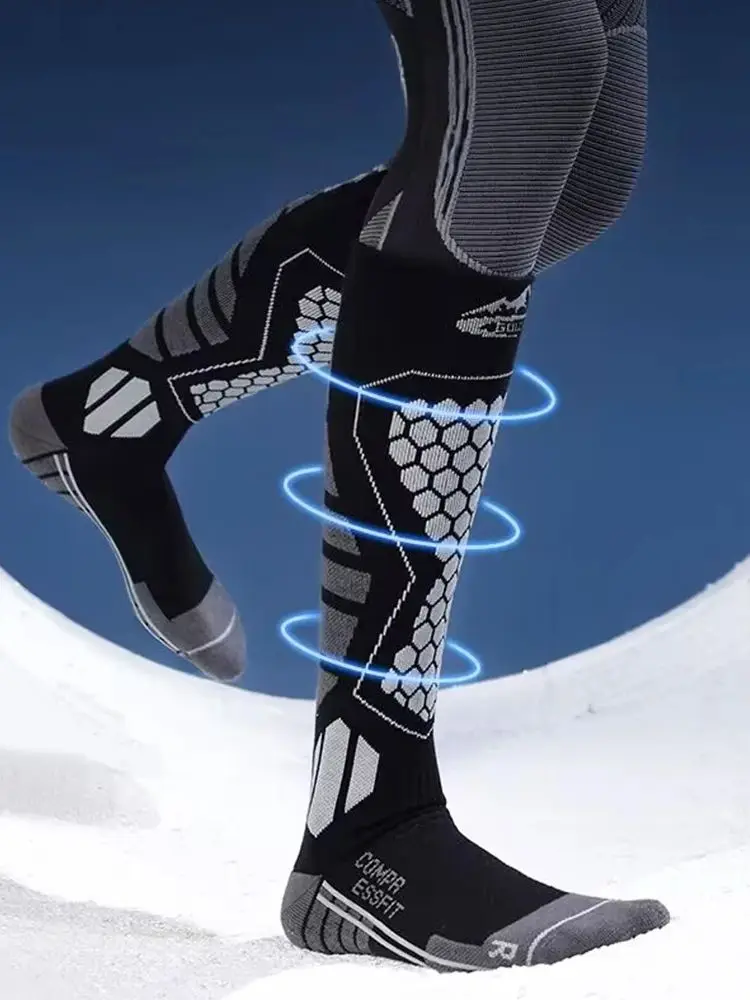 AliExpress NONE 3Pair Winter Thick Warm Non-Slip Ski Socks Professional Long Wool Compression for Cycling Hiking Running Outdoor Activities