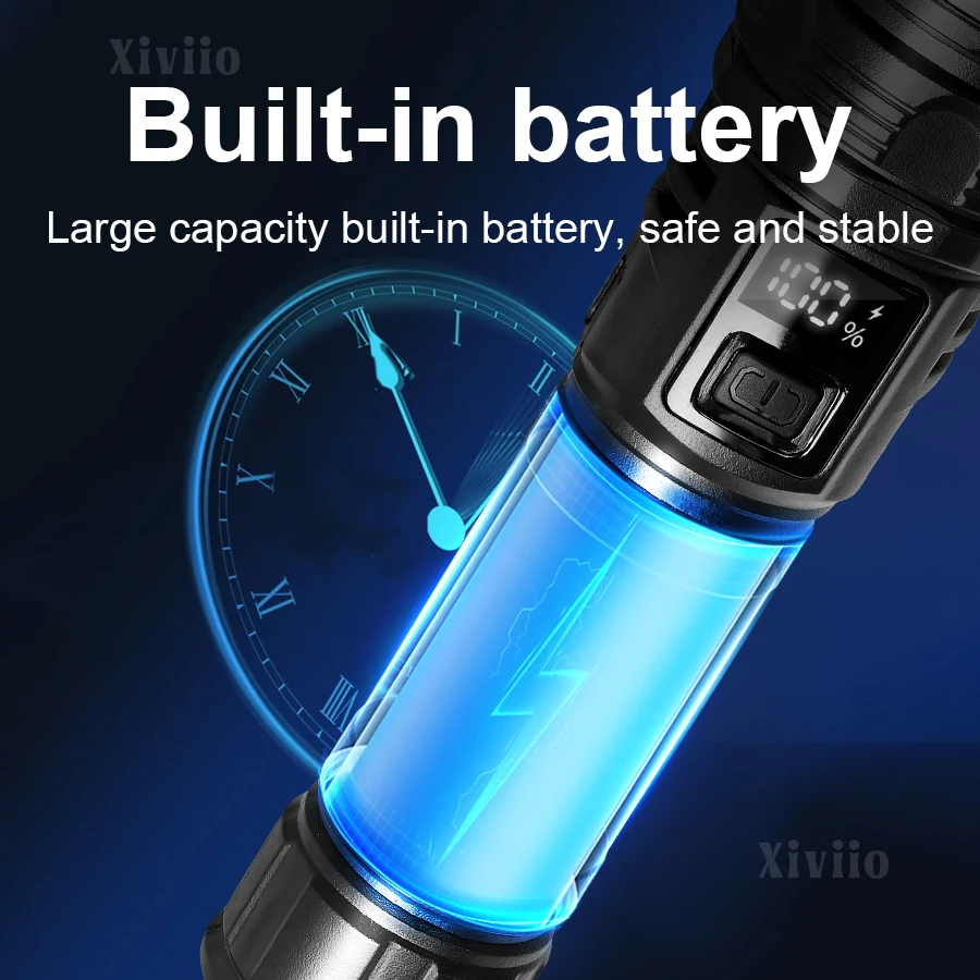 Portable Lantern 100000 Lumen Most Powerful Flashlight Rechargeable Light Built-in Battery LED Work Lights For Fishing Patrol