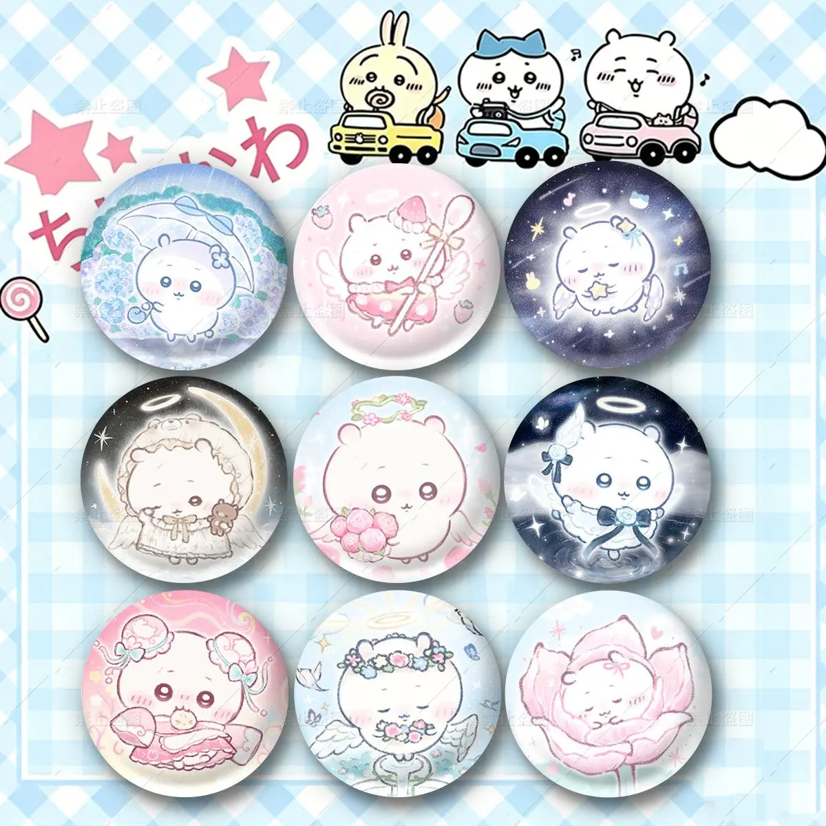 Chiikawa,Hachiware,Usagi Cute Cartoon Fan-Art Badge, 58mm High-Definition Brooch Pin, Gift For Friends In Stock