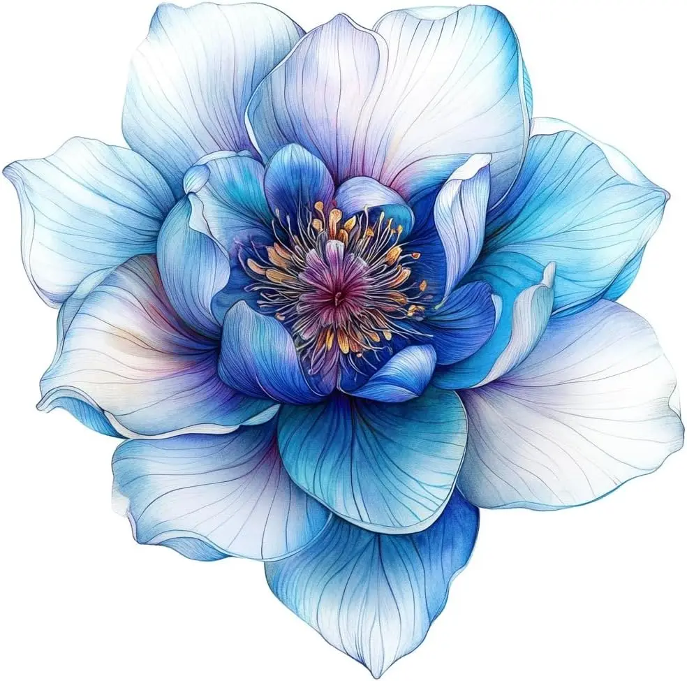 

Blue Lotus Holographic Flower Retro Car Laptop Window Bumper Waterproof Vinyl Decal Accessory Unique Cool Aesthetic Cool