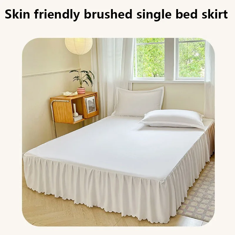 Skin Friendly Sanding 35cm High Lace Bed Skirt with Four Corner Straps That Do Not Shift Solid Color Mattress Protective Cover