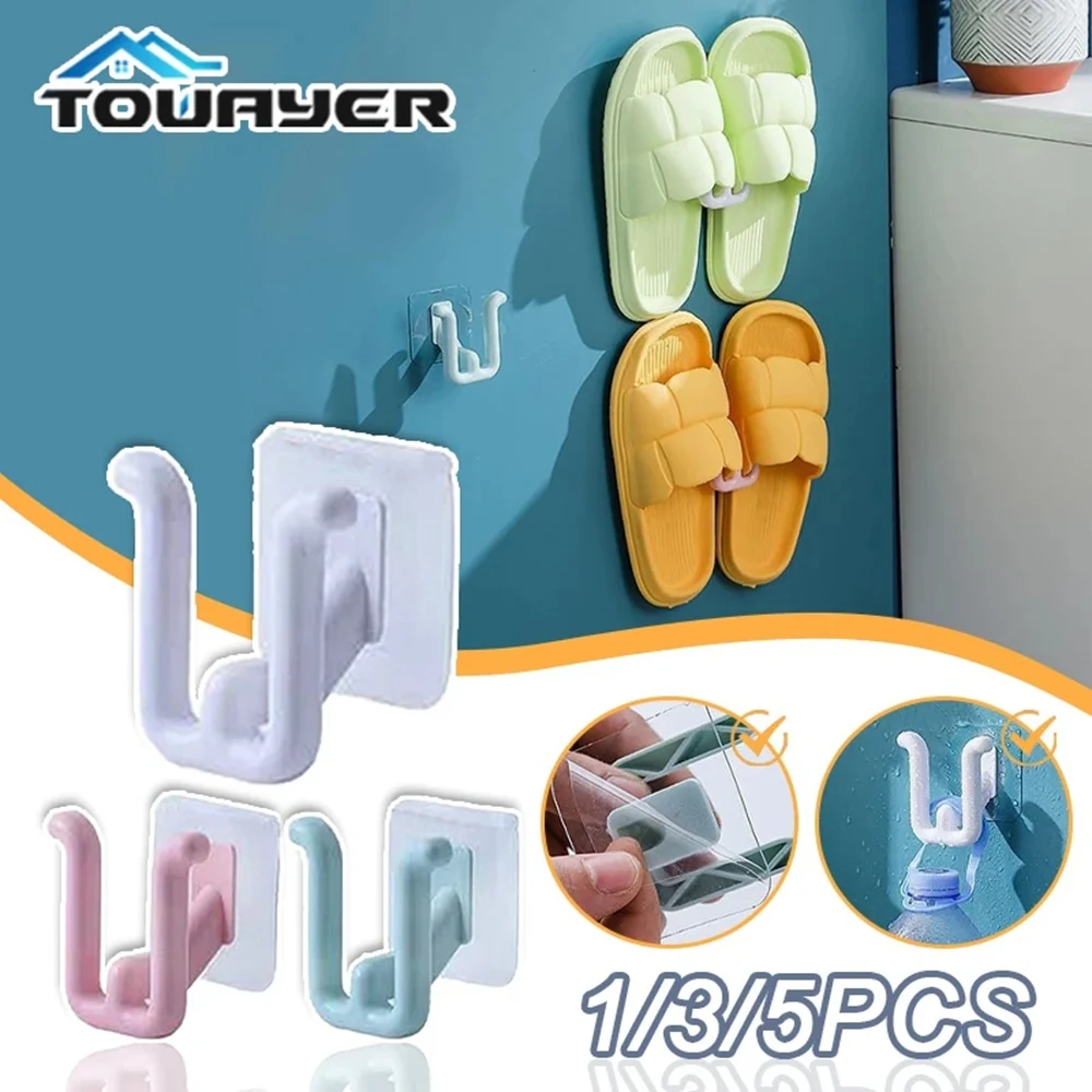 Slipper Rack Self-adhesive Bathroom Simple Slipper Hook Toilet Drainage Rack Wall Mounted Bedroom Storage Hook Shoe Drying Rack