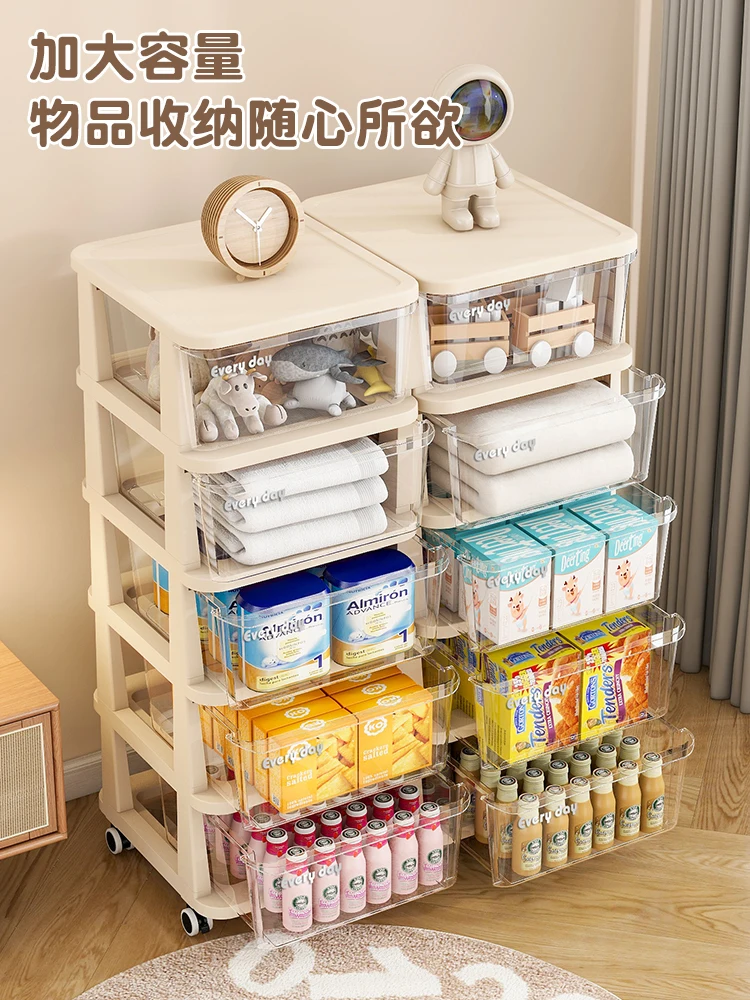 Children's clothes storage cabinet drawer type living room storage snack cabinet plastic bedside table multi-layer locker toy
