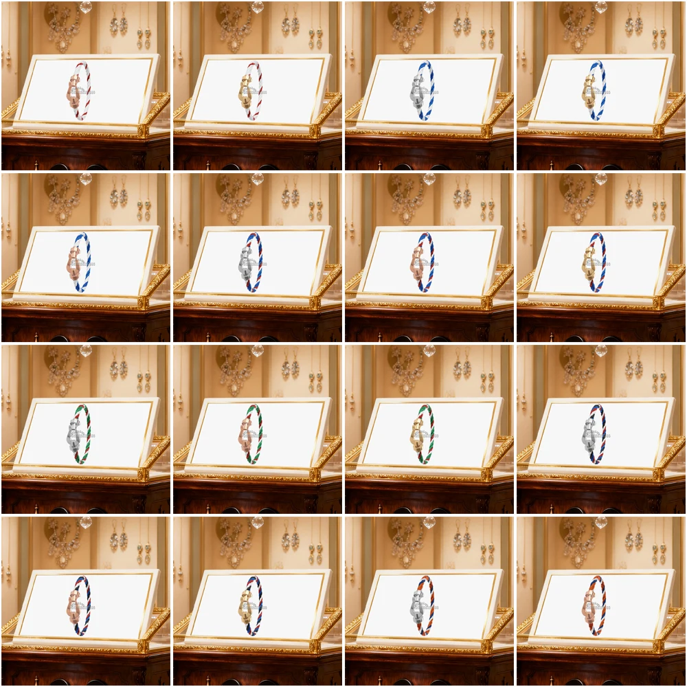 

Gryan New 925 Silver Smooth Surface Large Horseshoe Blue white Bracelet female Daily Wear Party Gifts Luxurious Couple Jewelry