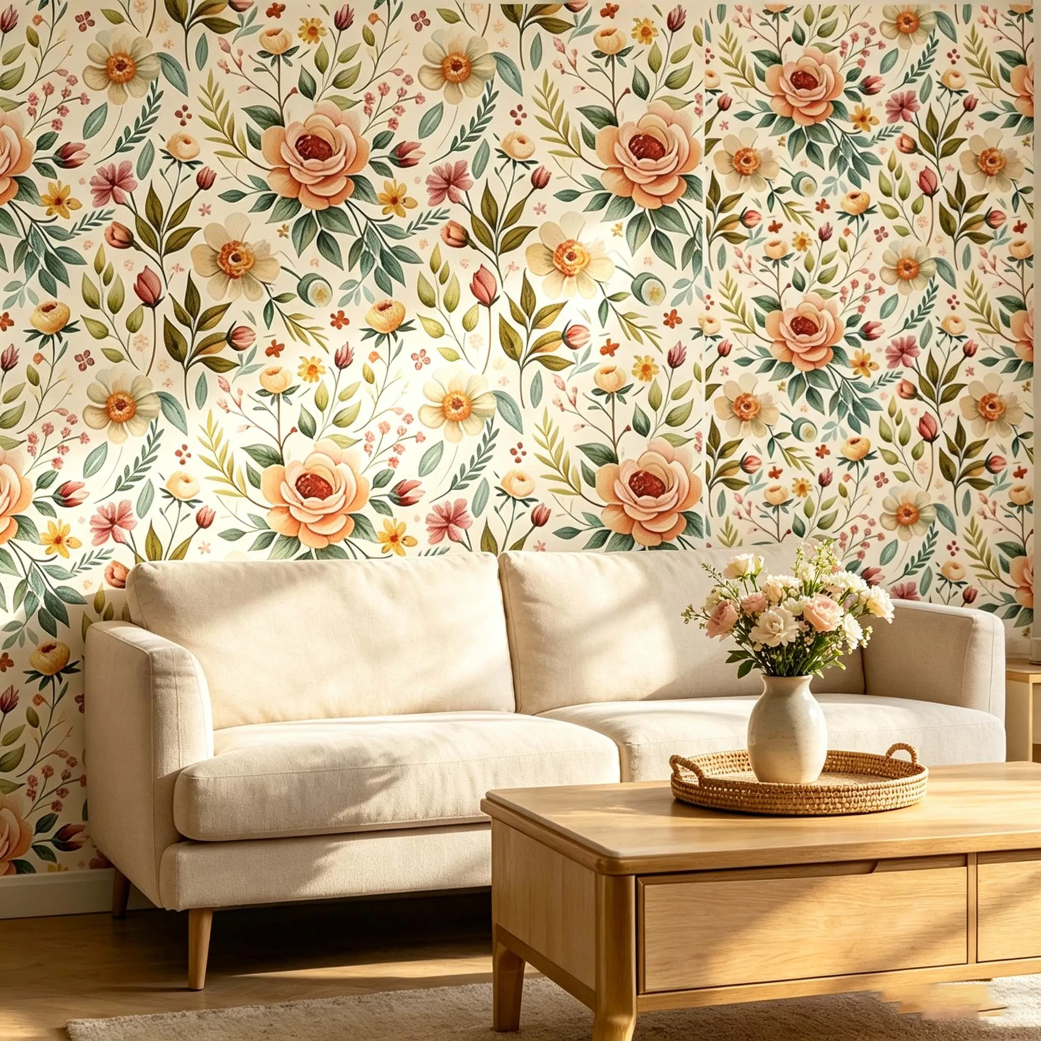 44Cm  Self-Adhesive Wallpaper Flower Room Stickers Seamless Home Stickers Kitchen Cupboards Decal Bedroom DIY Wallpaper