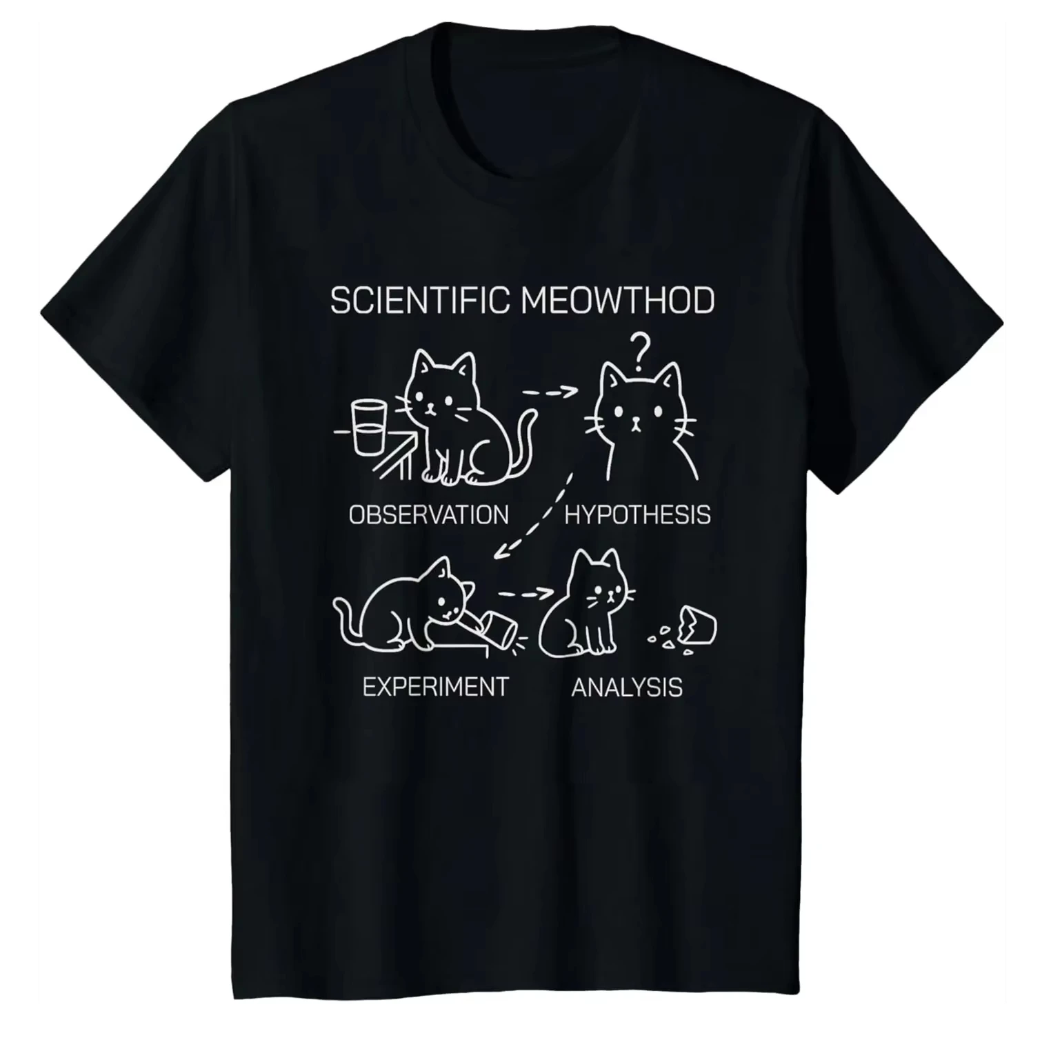 Science Cat Language Fun Science Cat Teacher Student Cool T-shirt Casual Printed Tee Top Women Y2k Fashion Personality Clothing