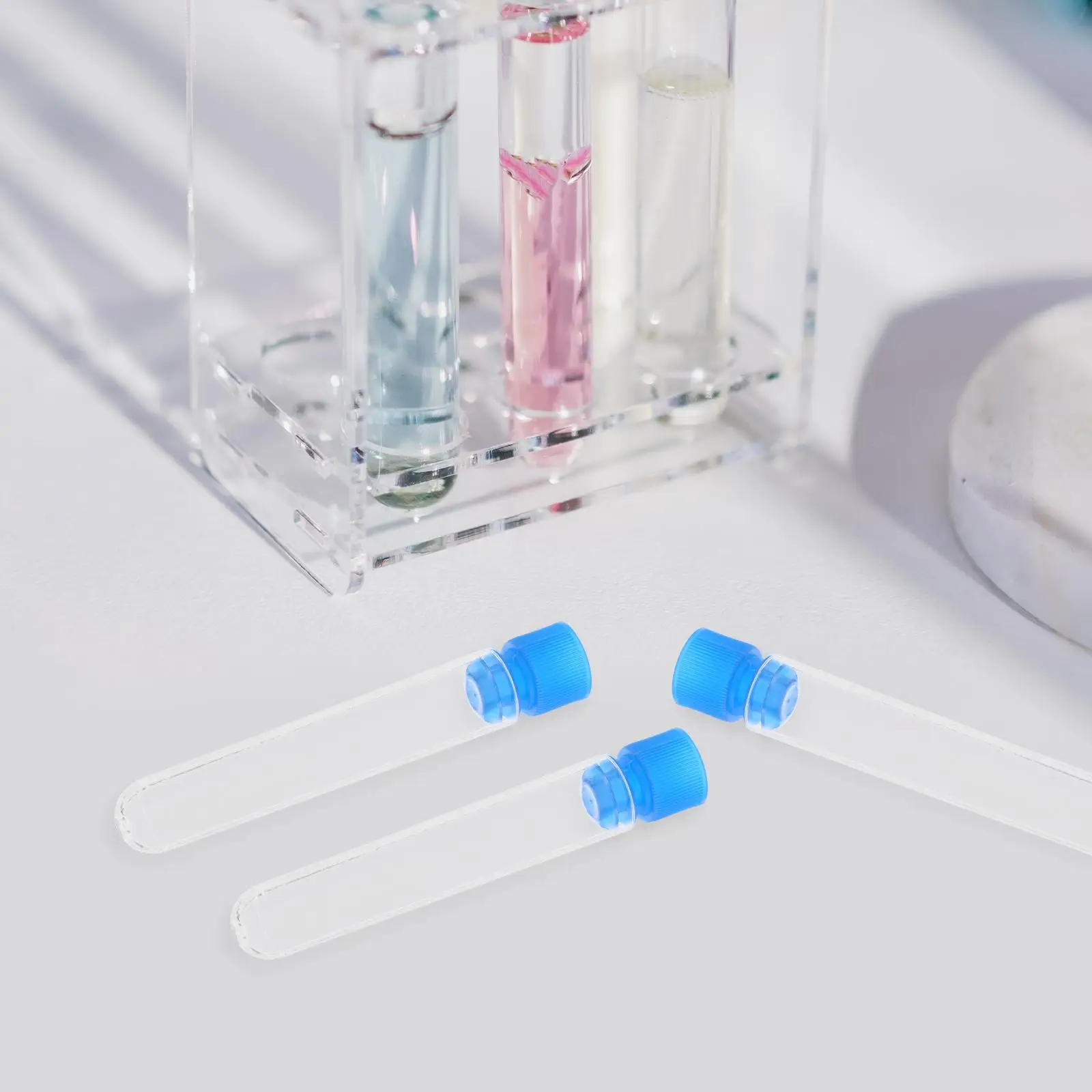 

50 Pcs Laboratory Test Tubes 12x60mm Clear Plastic Sampling Tubes Vials with Caps for Scientific Experiments Storage