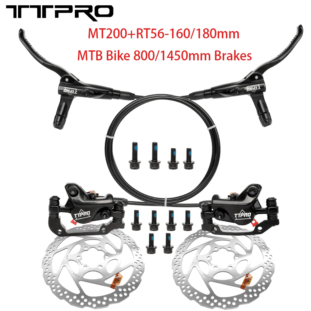 TTPRO MT200 Left Front 800mm Right Rear 1450mm Hydraulic Disc Brake SHIMANO DEORE RT56 160-180mm Disc Brake Set Cycling Parts