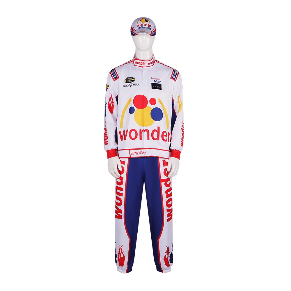 Uniforme de cosplay du film Ricky Bobby pour hommes, vêtements de course, haut et pantalon, tenues de carnaval d'Halloween, manteau et pantalon de jeu de rôle