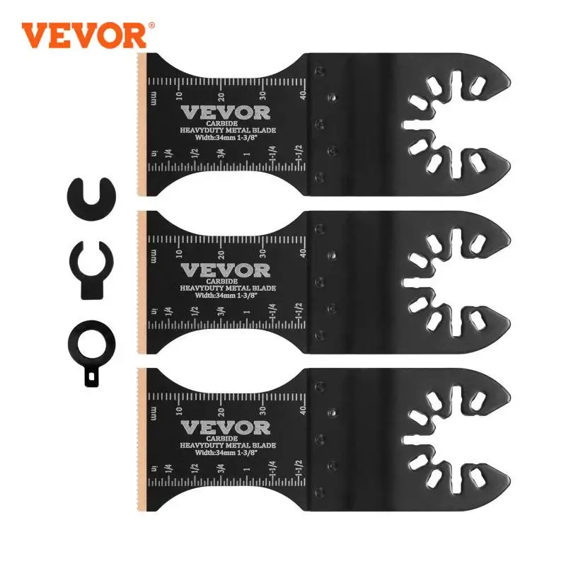 VEVOR 3PCS Carbide Oscillating Tool Blades Universal Quick Release Oscillating Multitool Saw Blades for Hard Material Metal Nail