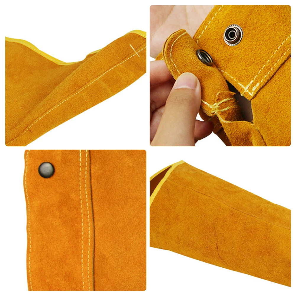 

Leather Arm Protection Cover Sleeves Heat & Flame Resistant Cowhide Welding Work Sleeves Welding Arm Protection for Welders Safe