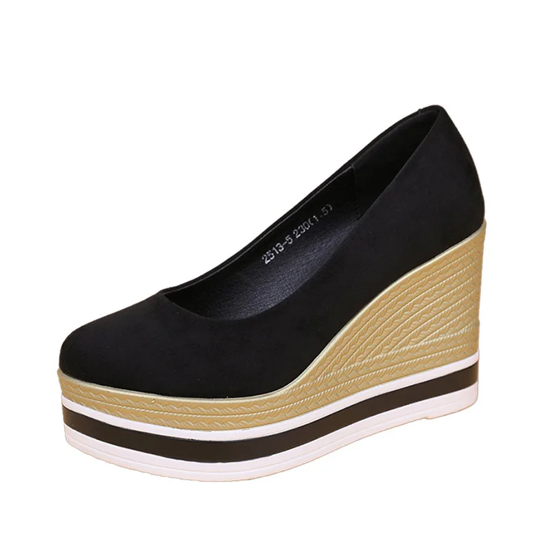 جديد ريترو موضة الفم الضحلة إسفين كعب حذاء فردي غير رسمي للنساء مريح متعدد الاستخدامات الانزلاق على مضخات مكتنزة 2026