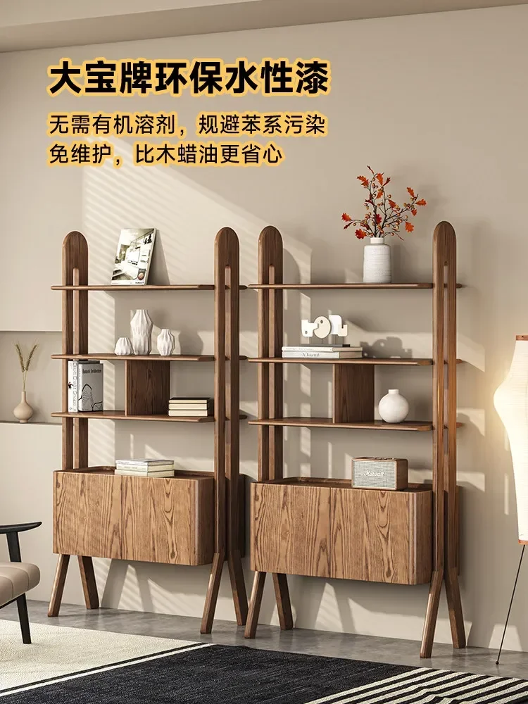 d1 Nordic solid wood entrance cabinet small household floor-to-ceiling bookshelf