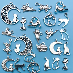 24Pcs Antique Silvery Alloy Pendant Animal Cat Charms Use For Jewelry Making Findings Crafting Accessory For DIY Necklace Bracel