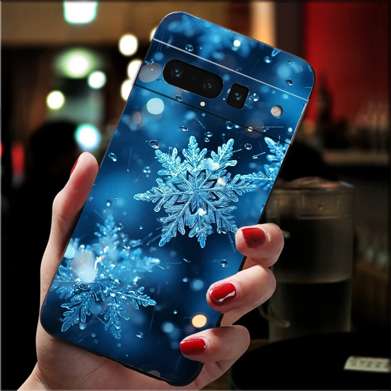 حافظة لهاتف جوجل بيكسل 10 9 Pro XL 9A 8 7 6 Pro Pixel 8A 7A 6A Pixel 8 7 6 5 ندفة الثلج لعيد الميلاد الشتوي