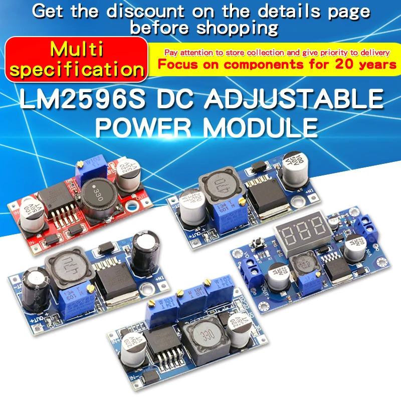 1PCS LM2596S DC-DC Adjustable Step-Down Regulated Power Supply Module DC-DC Power Board LM2596 3A 5A 75W 24V To 12/5V