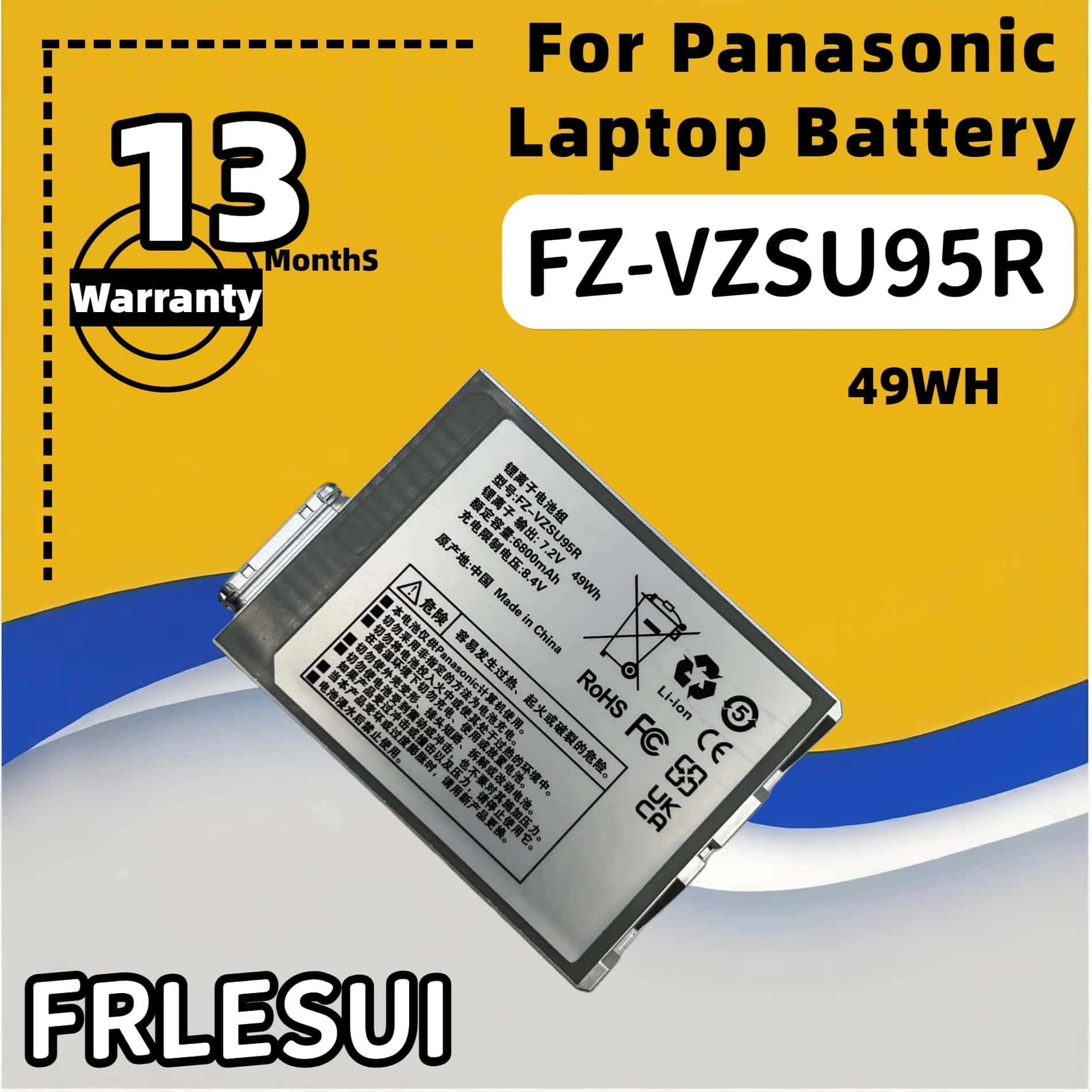 

FRLESUI New Battery FZ-VZSU95R FZ-VZSU95Q, FZ-VZSU94 FZ-VZSU95W replacement for Panasonic FZ-M1 TOUGHPAD 49Wh
