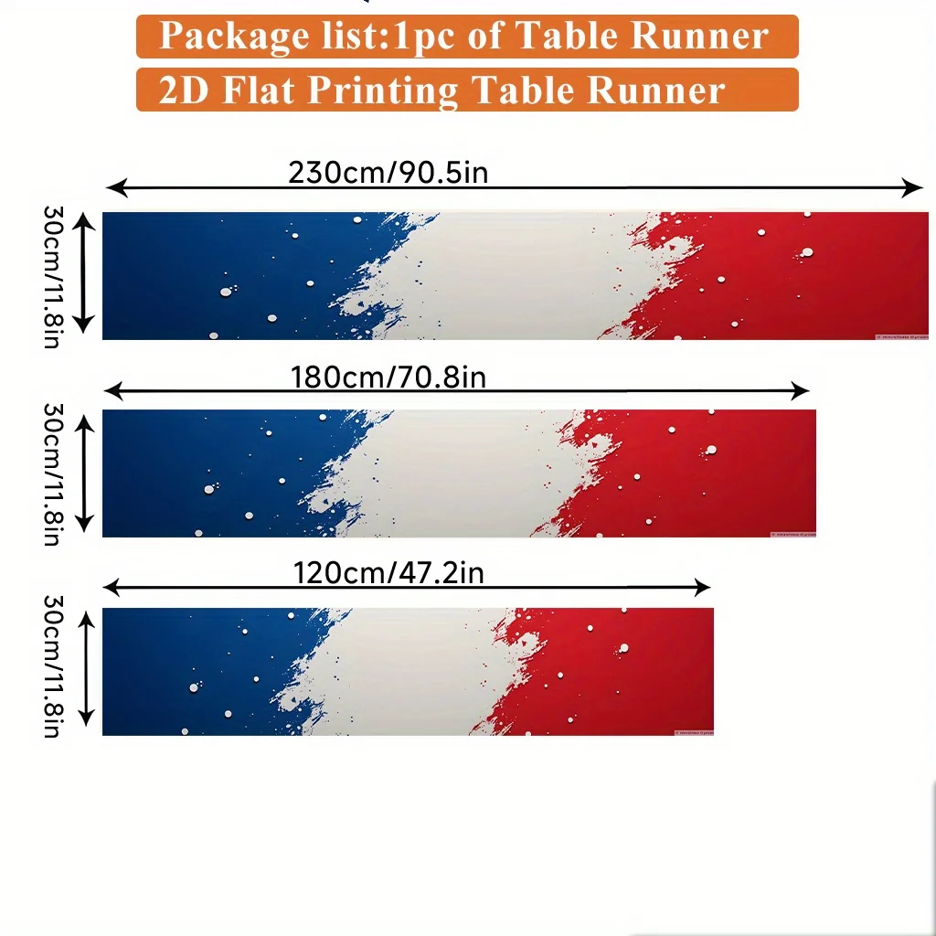 2D‑Printed French Graffiti‑Art Table Runner, Decor for Dining Table, Coffee‑Table, Gatherings, Indoor‑Outdoor Parties