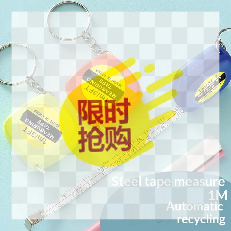 【BA】Mini Retractable 1M 3FT Measuring Tape With Keychain Compact Lightweight Portable For Household DIY Sewing Daily Use