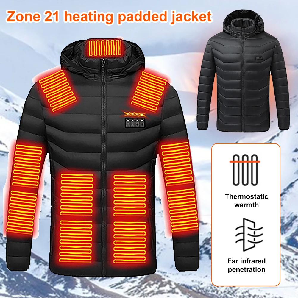 21 Areas Heated Jacket Men USB Electric Heating Jacket Winter Motorcycle Jacket Ski Thermal Clothing for Outdoor