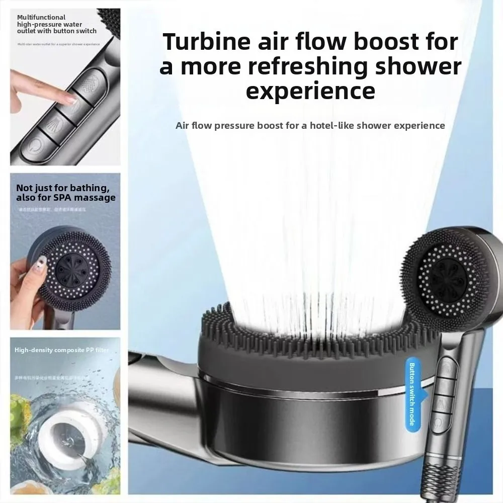 

4 Modes Shower Head With Filter Element Water Saving High Pressure Showerhead One-Key Stop Water Handheld Shower Sprayer Head