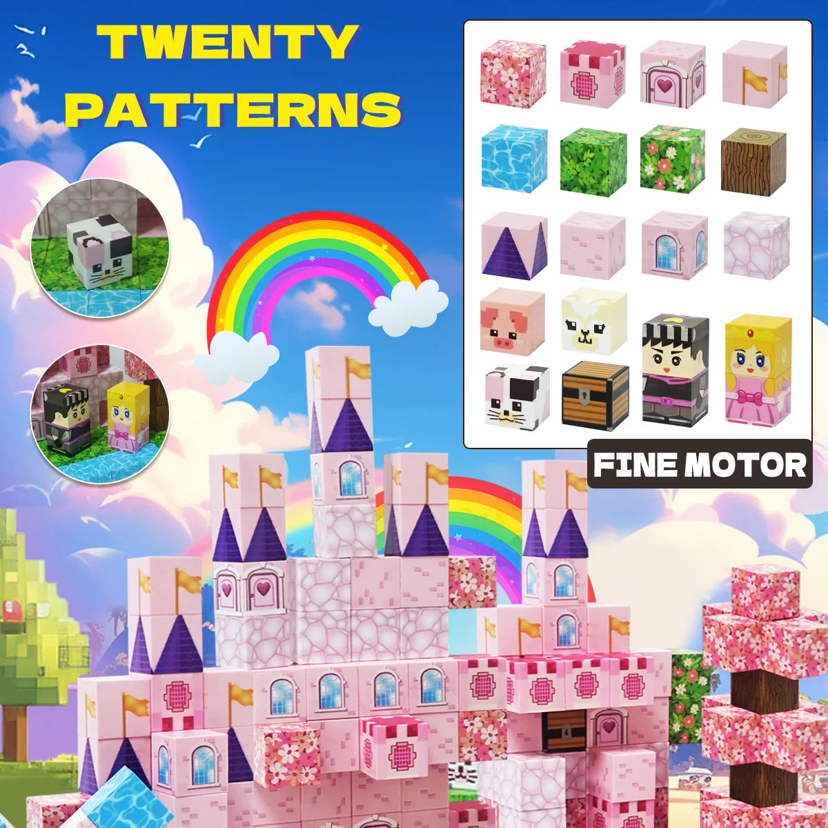 Kersenbloesems kasteel magnetische bouwstenen, vonkcreativiteit en bouw architectonische vaardigheden, kerst- en Halloweencadeaus