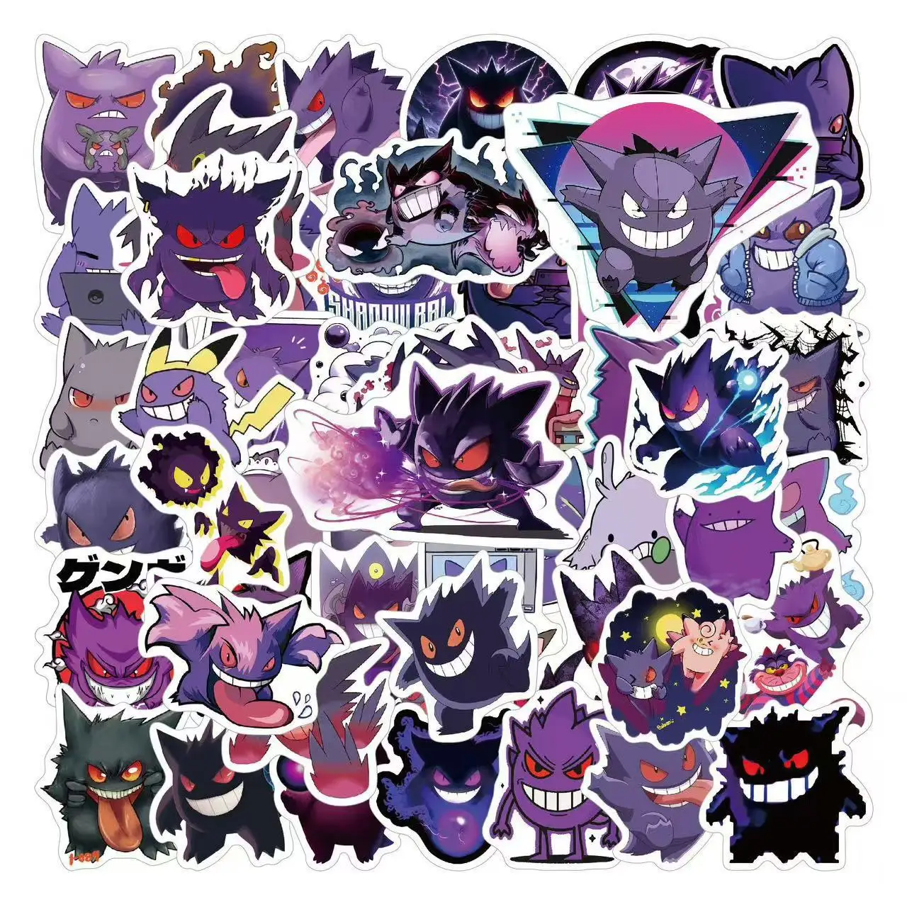 50Pcs Pokemon Gengar Stickers Cartoon Cute Waterproof Decals for Laptop Skateboard Luggage