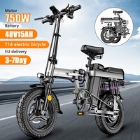 T 14 Electric Bike 750W Brushless Motor 48V15AH Lithium Battery City Fold Eike 14 in Tire Aldult Mountain Electric Bicycle