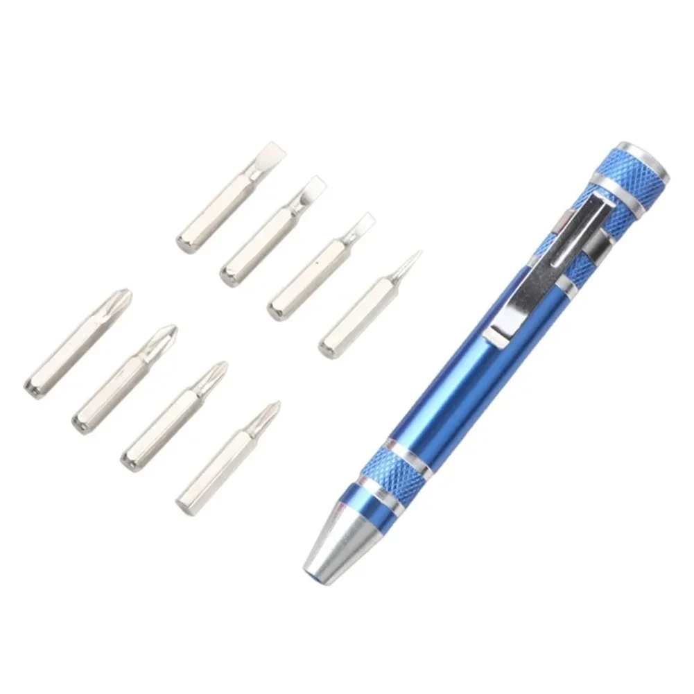 8 In 1 Pocket Precision Mini Screwdriver Pen Mobile Phone Repair Hand Tool Kit Portable Screwdriver Set Bit Magnetic Screwdriver