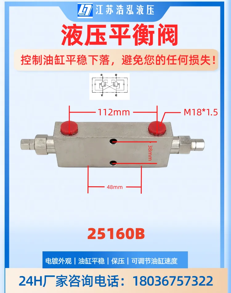 Hydraulic Bidirectional Balance Valve 25160 25220 25330 AF BF Engineering Crane Hydraulic Lock Cylinder Check Valve