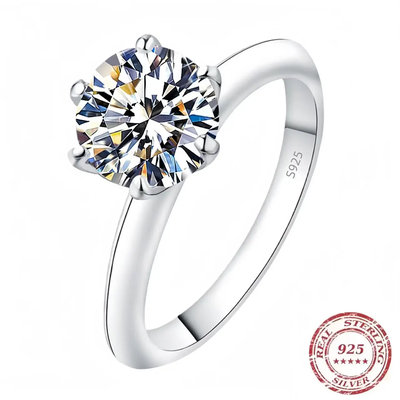 

925 Sterling Silver Simple Engagement Wedding Rings for Women Fashion 1Ct/2Ct/3Ct Cubic Zirconia Ring Bridal Jewelry Gift