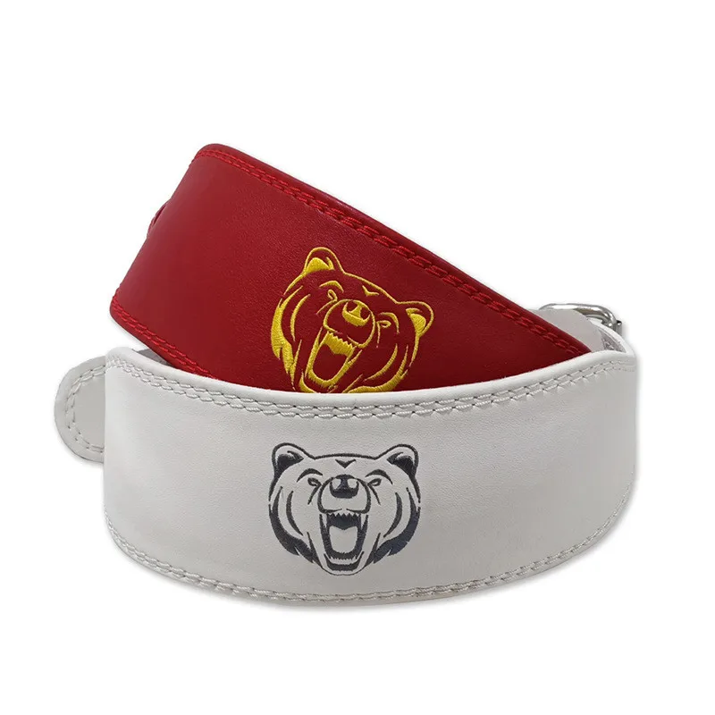 

Soft Cowhide Fitness Belt Embroidery Pattern Pearl Cotton Back Pad Gym Belt Weightlifting Bench Press Waist Support Protector