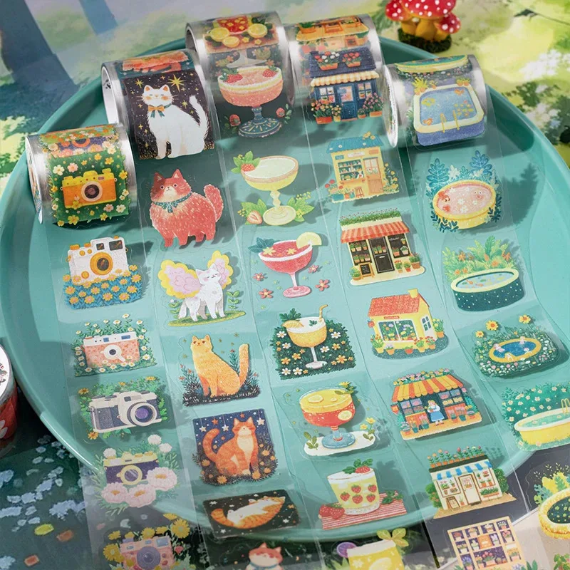 

Красивый день, вырезанная клейкая лента для домашних животных, серия для сада граффити, ретро европейский коллаж, наклейка для книги, декоративная наклейка