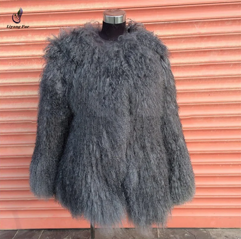 Mongolian Lamb Fur Coat Hot Sale Lady Winter Fashion Women Real Lamb Fur Jacket