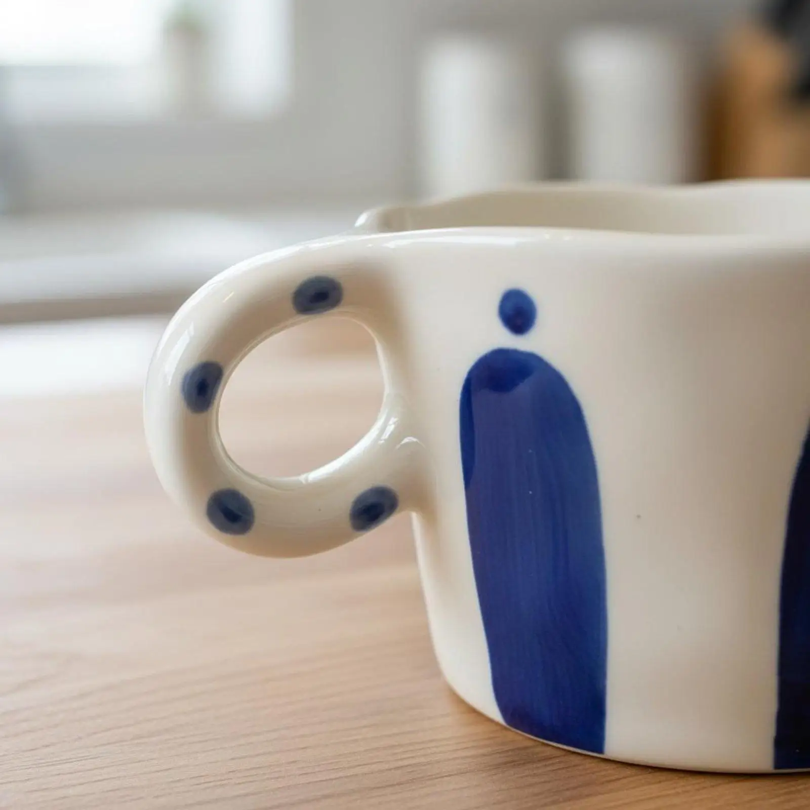 Ceramic Mug Retro Dots Design Coffee Tea Cup Set for Breakfast Table and Office Daily Use