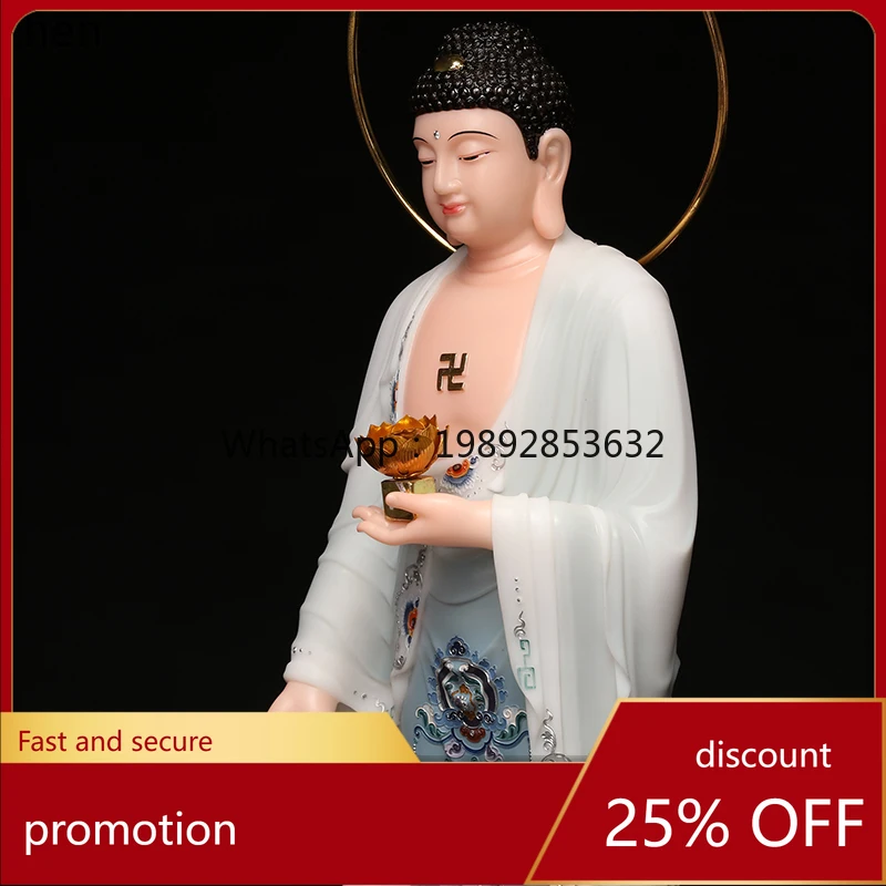 YFY Western Three Saints Buddha Statue White Jade Guanyin Bodhisattva Home Use Amitabha Buddha Statue
