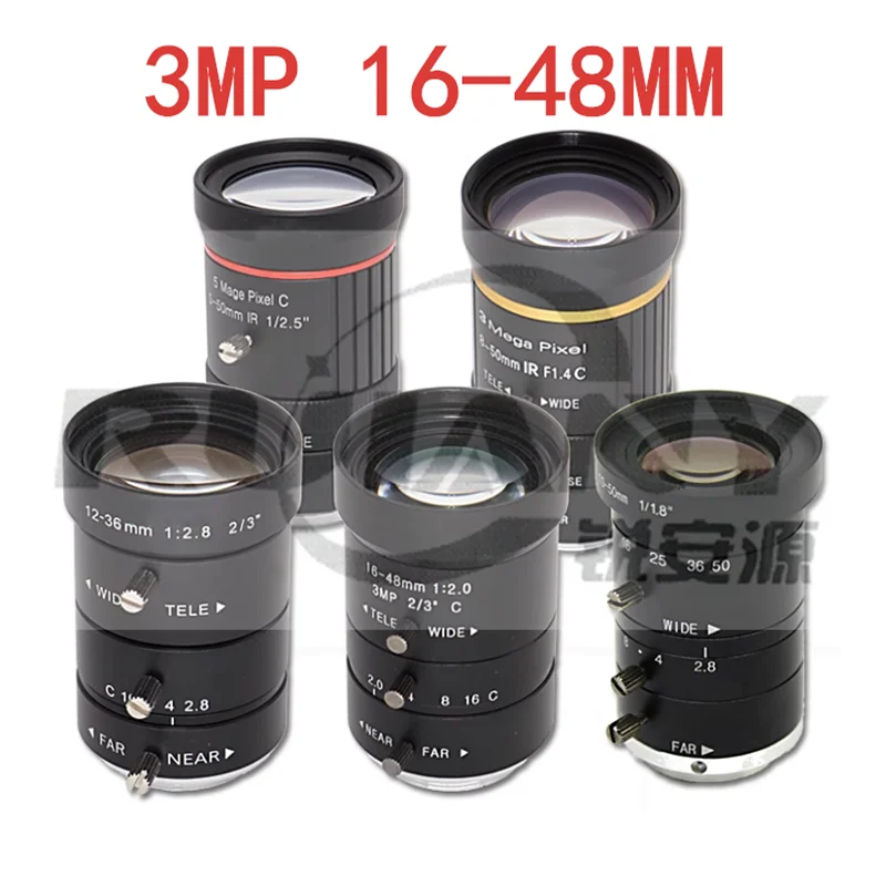 

8-50MM 12-36MM 16-48MM Machine Vision Industrial lens C interface HD digital manual zoom lens