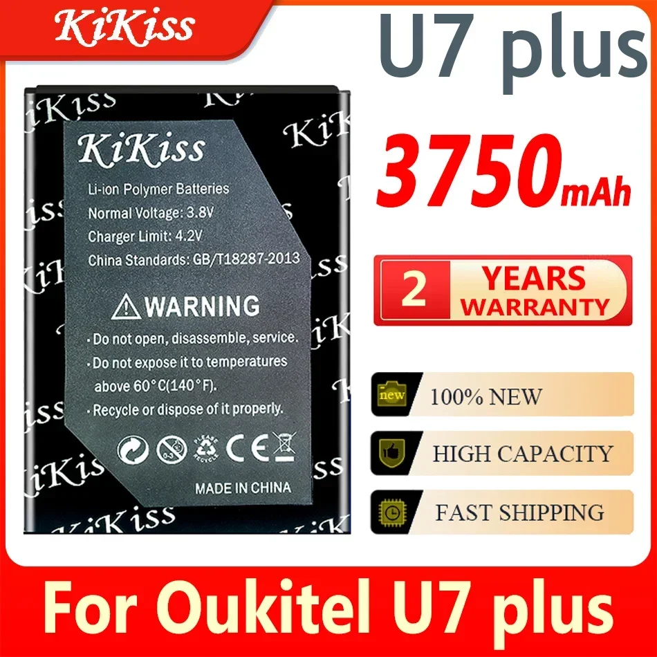 KiKiss 3750mAh U7 plus 1 icp4/62/91 bateria do Oukitel U7 plus U7plus zapasowe baterie do telefonów komórkowych