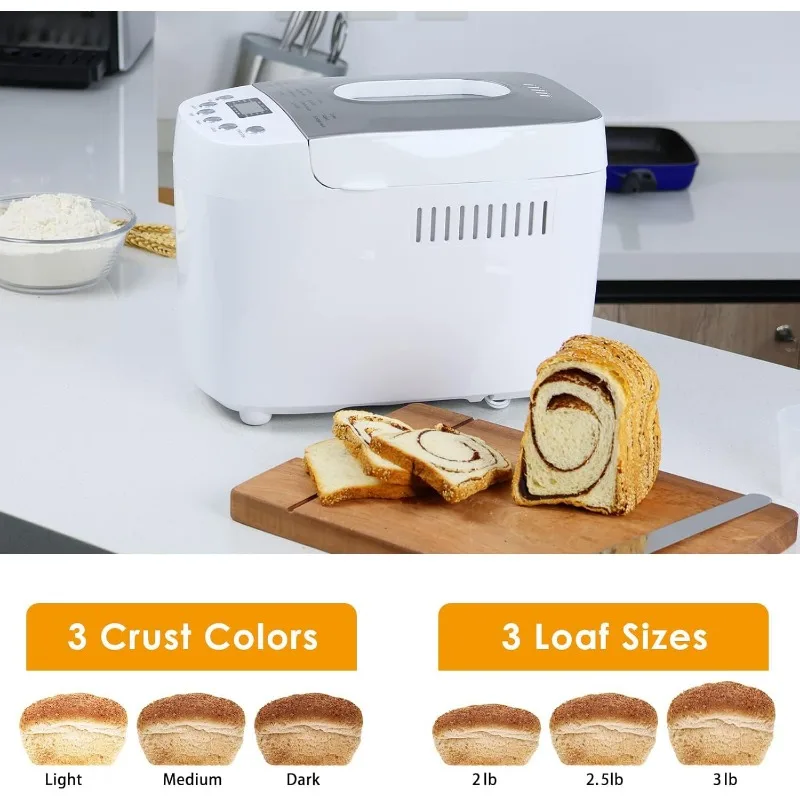 ماكينة صنع الخبز 3 رطل ماكينة الخبز الأوتوماتيكية مع مجاذيف العجن المزدوجة 15 في 1 صانع العجين