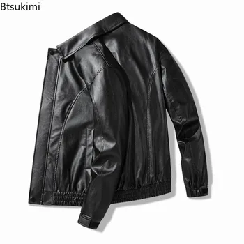 Vintage American Style Men's Leather Jackets High-end Fashion Loose PU Leather Jackets Spring Autumn Casual Coats Man Streetwear 2