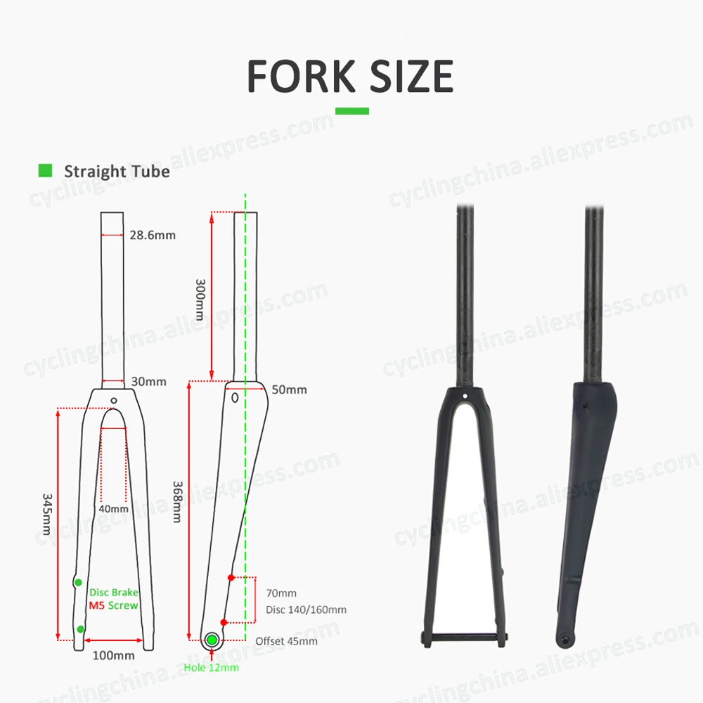 Nologo 700C Disc Brake Thru Axle Road Bike Fork UD Gloss/Matte Full Carbon Hidden Internal Cable Road Front Fork Bicycle Parts