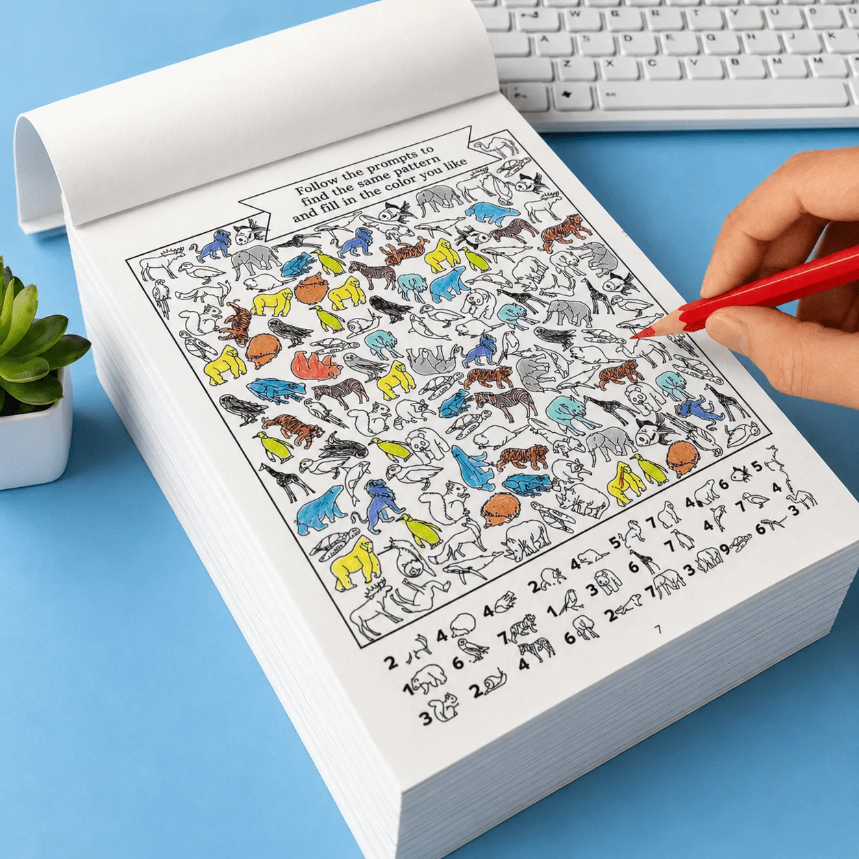 Find and Color Activity Book 32 Pages Animal Themed Look & Find Coloring Book Kids Hidden Object & Coloring Game Book