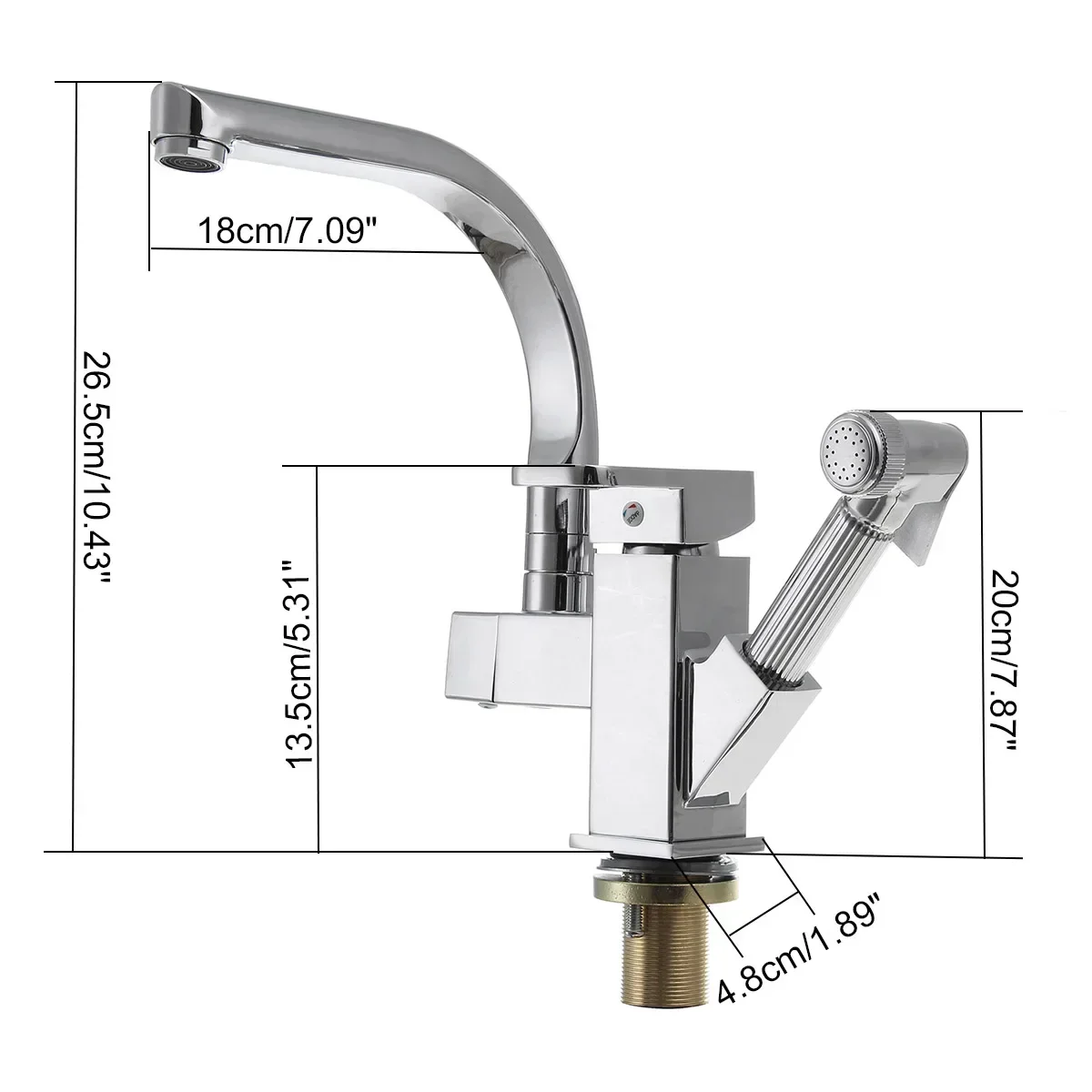 360 Rotation Black/Silver Swivel Bathroom Sink Crane Kitchen Faucet Pull Out Bidet Spray Deck Mount Hot Cold Mixer Tap