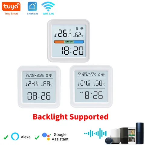 Tuya WIFI Temperature Humidity Sensor Hygrometer Thermometer Smart Home Backlight Smart Life Alexa Google Assistant Tuya Sensor