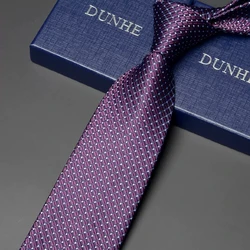Gravata de terno listrado xadrez roxo, gravata de banquete masculina, versão larga 8cm com gravata de presente, designer de alta qualidade, nova, 2024