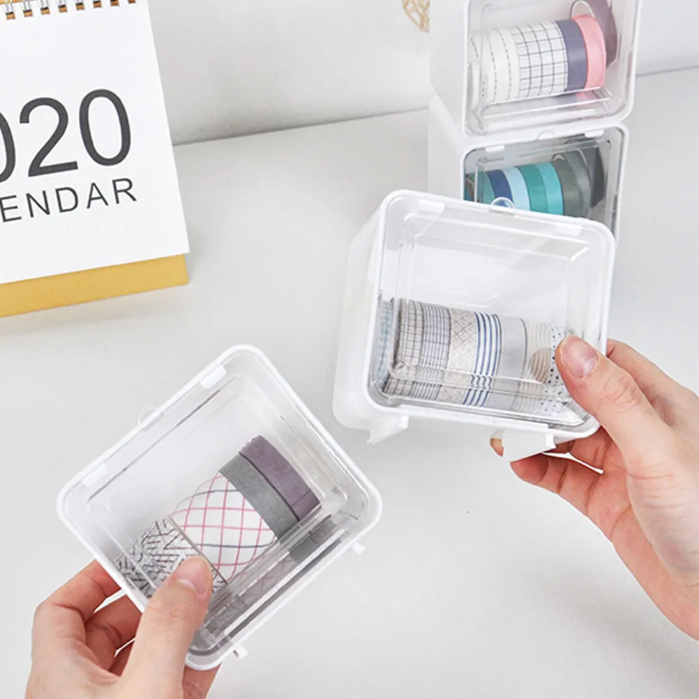 2Pcs Japanese Style Storage Box Mini Tape Organizer Desktop Sundries Storage Container Small Items Organizer for Home Office