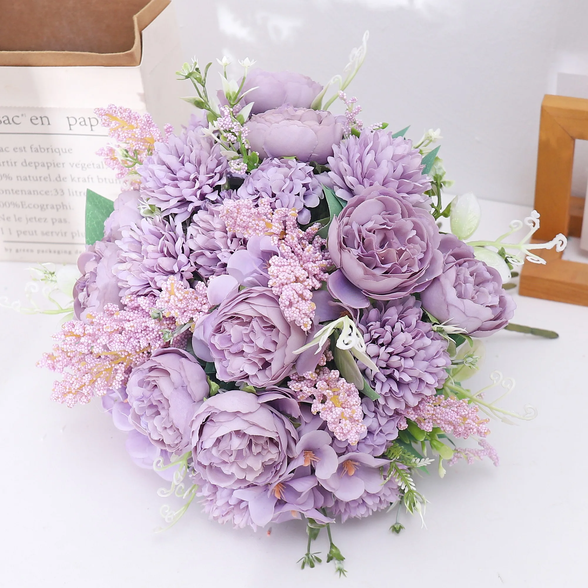 Flores de seda de peonía, rosas artificiales de alta calidad, decoración falsa para fiesta de boda, mesa para el hogar, habitación, ramo de hortensias nupciales DIY