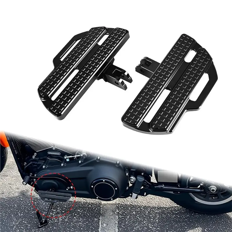 A65P-Motorcycle Driver Front Footpegs Floorboards Pedal For -Davidson Softail Fat Boy Low Rider Sport Glide Slim