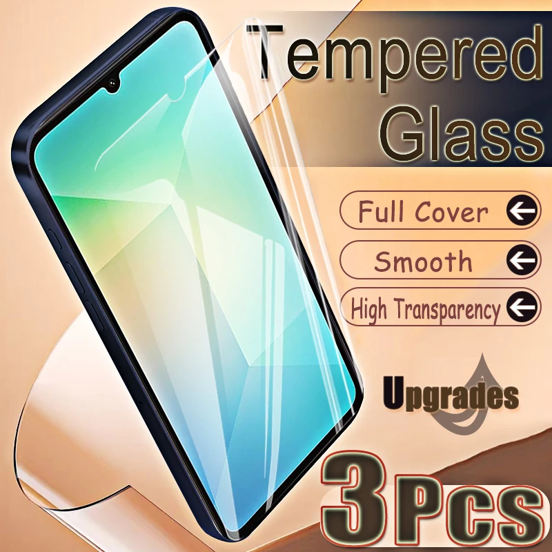 Upgrade 3-teiliger Fingerabdruck-Entsperrschutz 9H Gehärtetes Glas für Samsung Galaxy A06 A 06 4G Anti-Explosions-HD-Displayschutzfolie
