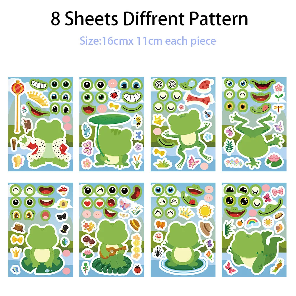 8 pçs dos desenhos animados sapo graffiti adesivos colagem série caso de telefone bagagem diy notebook adesivos à prova dwaterproof água